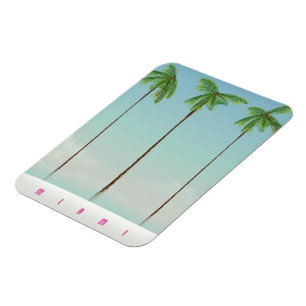 Miami, florida palm travel poster. magnet