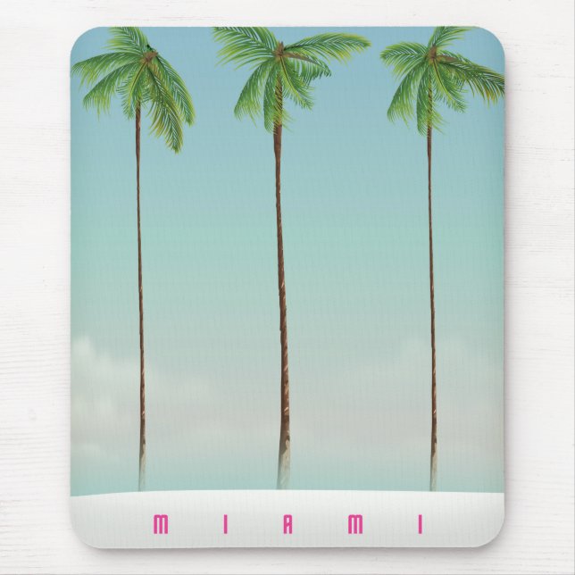 Miami, florida palm travel poster. mouse pad (Front)
