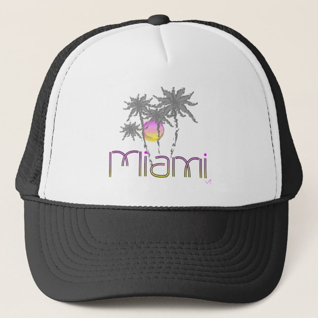 Miami, Florida Palms Modern Cool Adjustable Hat (Front)