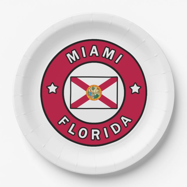 Miami Florida Paper Plate (Front)