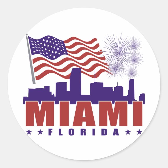 Miami Florida Patriotic Sticker (Front)