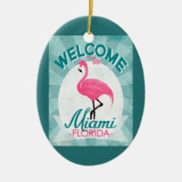 Miami Florida Pink Flamingo Retro
