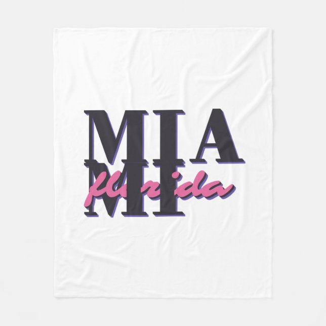 Miami Florida – Retro Bold Typography Graphic Fleece Blanket (Front)