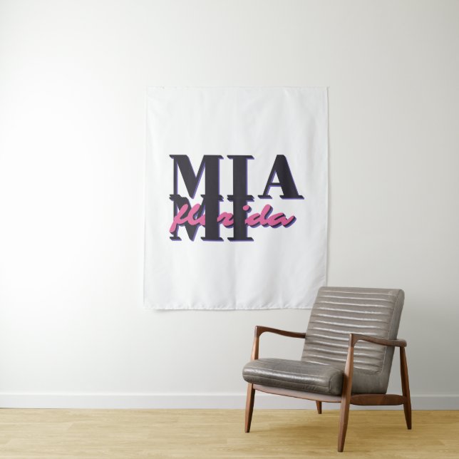 Miami Florida – Retro Bold Typography Graphic Tapestry (In Situ)