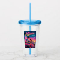 Miami Florida Retro Neon Sunset Travel