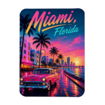Miami Florida Retro Neon Sunset Travel