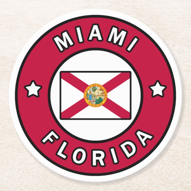 Miami Florida Round Paper Coaster (Front)