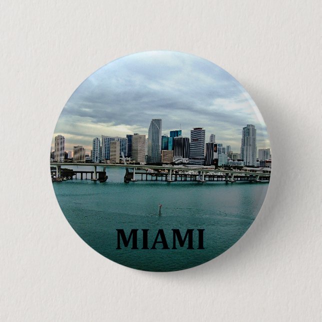 Miami Florida Skyline 6 Cm Round Badge (Front)