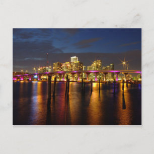 Miami Florida Skyline at night Postcard