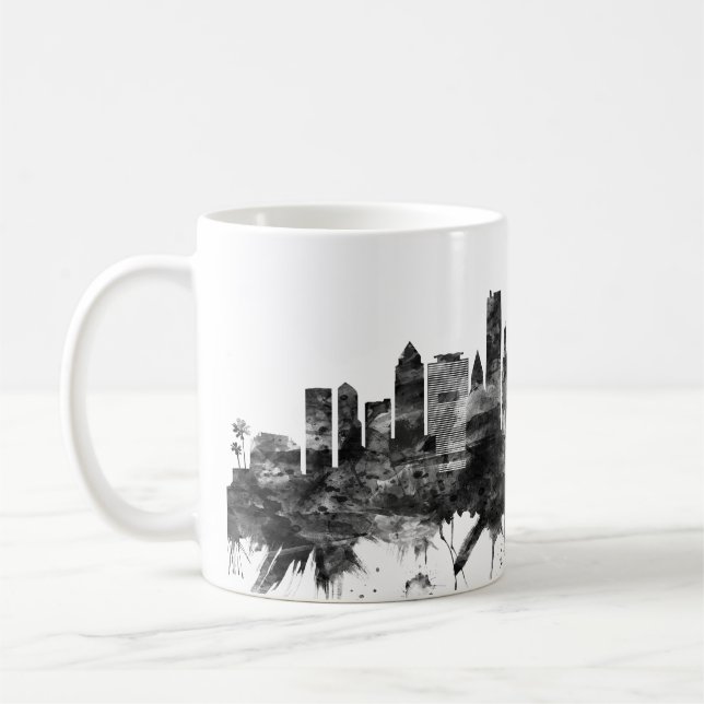 Miami Florida Skyline BW Coffee Mug (Left)
