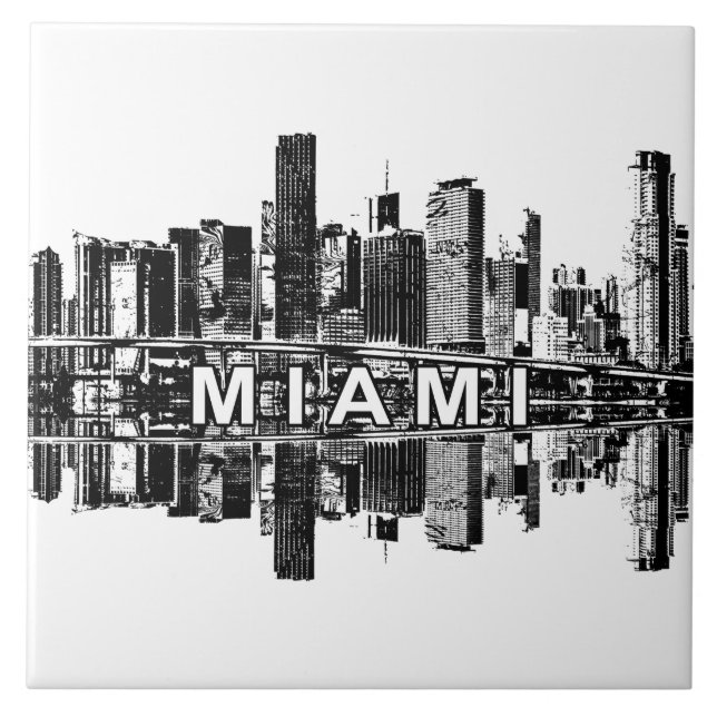 Miami, Florida skyline Ceramic Tile (Front)