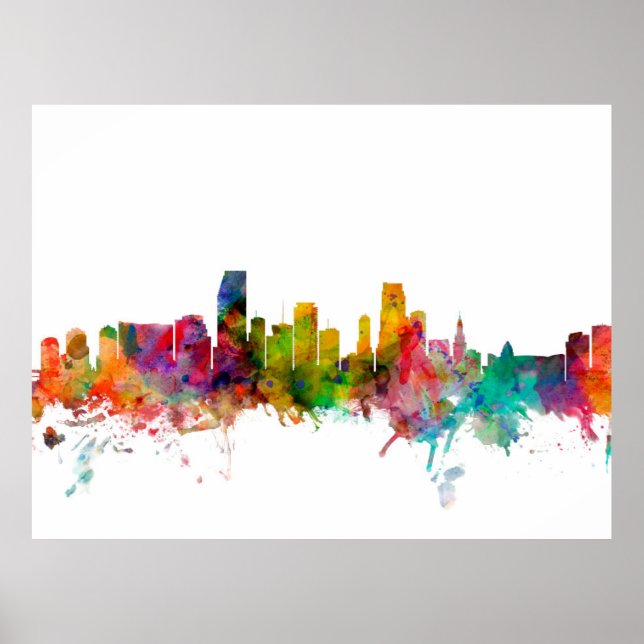 Miami Florida Skyline Poster (Front)