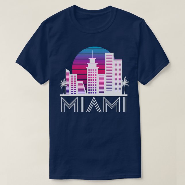 Miami Florida Skyline US South Travel Tropical T-Shirt (Design Front)