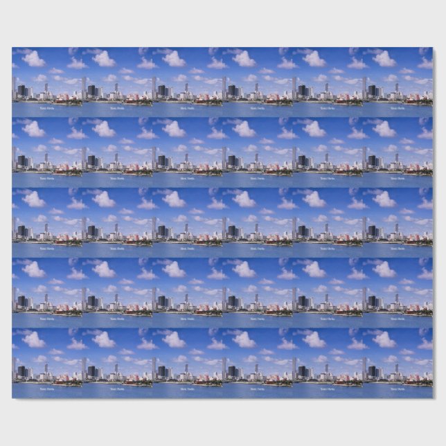 Miami, Florida Skyline Wrapping Paper (Flat)
