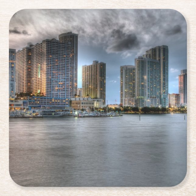 Miami, Florida Square Paper Coaster (Front)