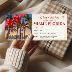Miami Florida Trip Christmas Reveal Ticket Card