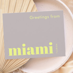 Miami Florida typographic yellow Postcard