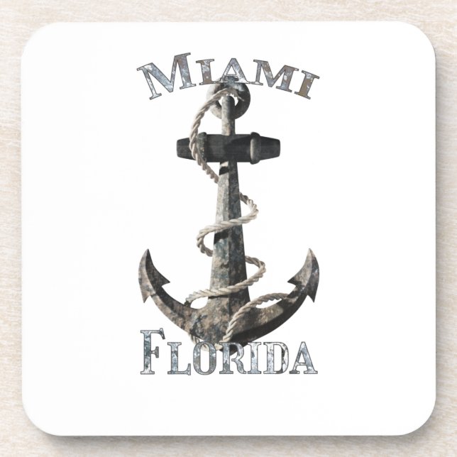 Miami Florida Vacation Nautical Anchor Sailing Coaster (Front)