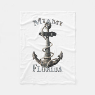 Miami Florida Vacation Nautical Anchor Sailing Fleece Blanket