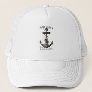 Miami Florida Vacation Nautical Anchor Sailing Trucker Hat