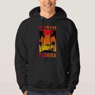 Miami Florida Vacation Retro Sunset Tropical Hawai Hoodie