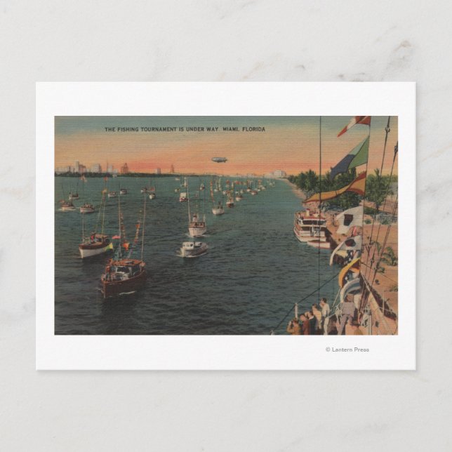 Miami, Florida - View of Fishing Postcard (Front)