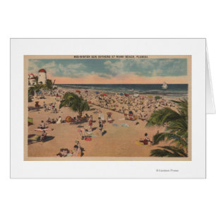 Miami, Florida - View of Sunbathers at Miami