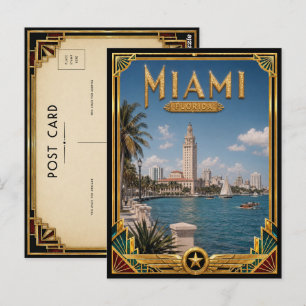 Miami Florida Vintage Art Deco Golden Age Postcard