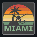 Miami Florida Vintage Palm Trees Summer Beach Square Wall Clock<br><div class="desc">Amazing Vintage Miami design for beach lovers in summer.</div>