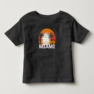 Miami Florida Vintage Palm Trees Summer Beach Toddler T-Shirt