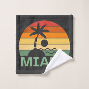 Miami Florida Vintage Palm Trees Summer Beach Wash Cloth