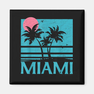 Miami Florida Vintage Retro Palm Trees Funny Beach Magnet