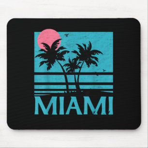 Miami Florida Vintage Retro Palm Trees Funny Beach Mouse Pad