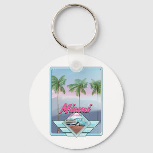 Miami Florida Vintage travel poster Key Ring