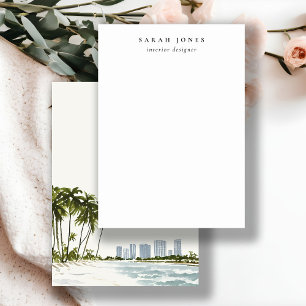 Miami Florida Watercolor Palm Landscape  Card
