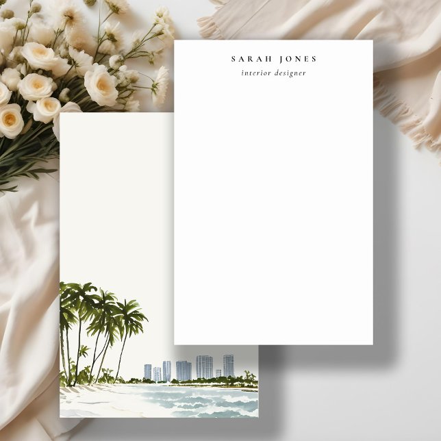 Miami Florida Watercolor Palm Landscape  Stationery (Creator Uploaded)
