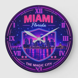 Miami Florida Waterfront Large Clock