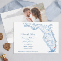Miami Florida Wedding Elegant Navy Map