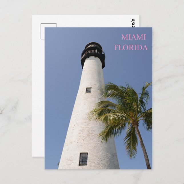 Miami Florida White Cape Florida Lighthouse Postcard (Front/Back)