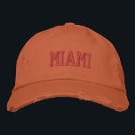 MIAMI Fuchsia and Orange Vintage Style Distressed Embroidered Hat<br><div class="desc">MIAMI Fuchsia Embroidered vintage style distressed Orange cotton hat. Makes a wonderful gift for anybody who loves Miami FL! If you would prefer to have your personal text then simply select "Personalise this template" details button to enter your choice of custom text. Embroidery is also customisable to other colour choices...</div>