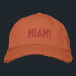 MIAMI Fuchsia and Orange Vintage Style Distressed Embroidered Hat<br><div class="desc">MIAMI Fuchsia Embroidered vintage style distressed Orange cotton hat. Makes a wonderful gift for anybody who loves Miami FL! If you would prefer to have your personal text then simply select "Personalise this template" details button to enter your choice of custom text. Embroidery is also customisable to other colour choices...</div>
