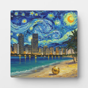 Miami Golden Shore Soccer Elegant and Oil Fine Art Plaque