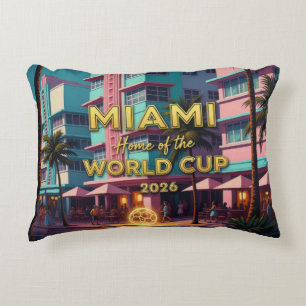 Miami Home World Cup 2026 ArtDeco Soccer Night Decorative Cushion