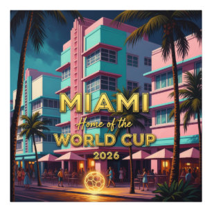 Miami Home World Cup 2026 ArtDeco Soccer Night Photo Print