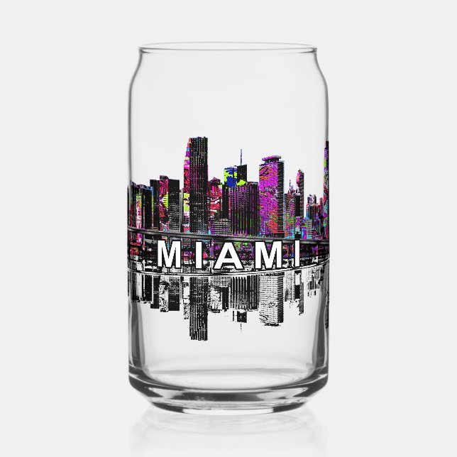 Miami in graffiti with monogram  can glass (Front)