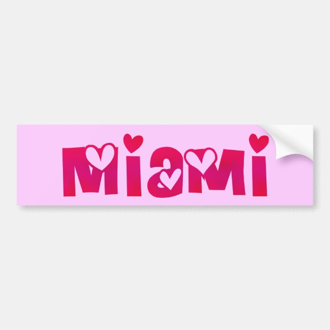 Miami in Hearts Bumper Sticker (Front)