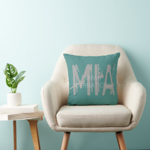 Miami International Airport Grunge Typography Cushion