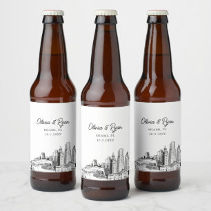Miami Landmarks Personalised Beer Label