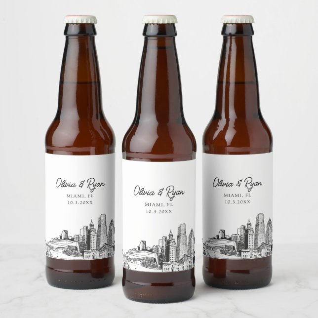 Miami Landmarks Personalised Beer Label (Bottles)