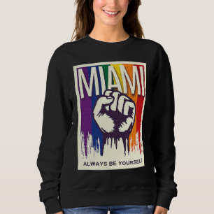 Miami LGBTQ Pride Rainbow Flag Resist Fist Proud L Sweatshirt